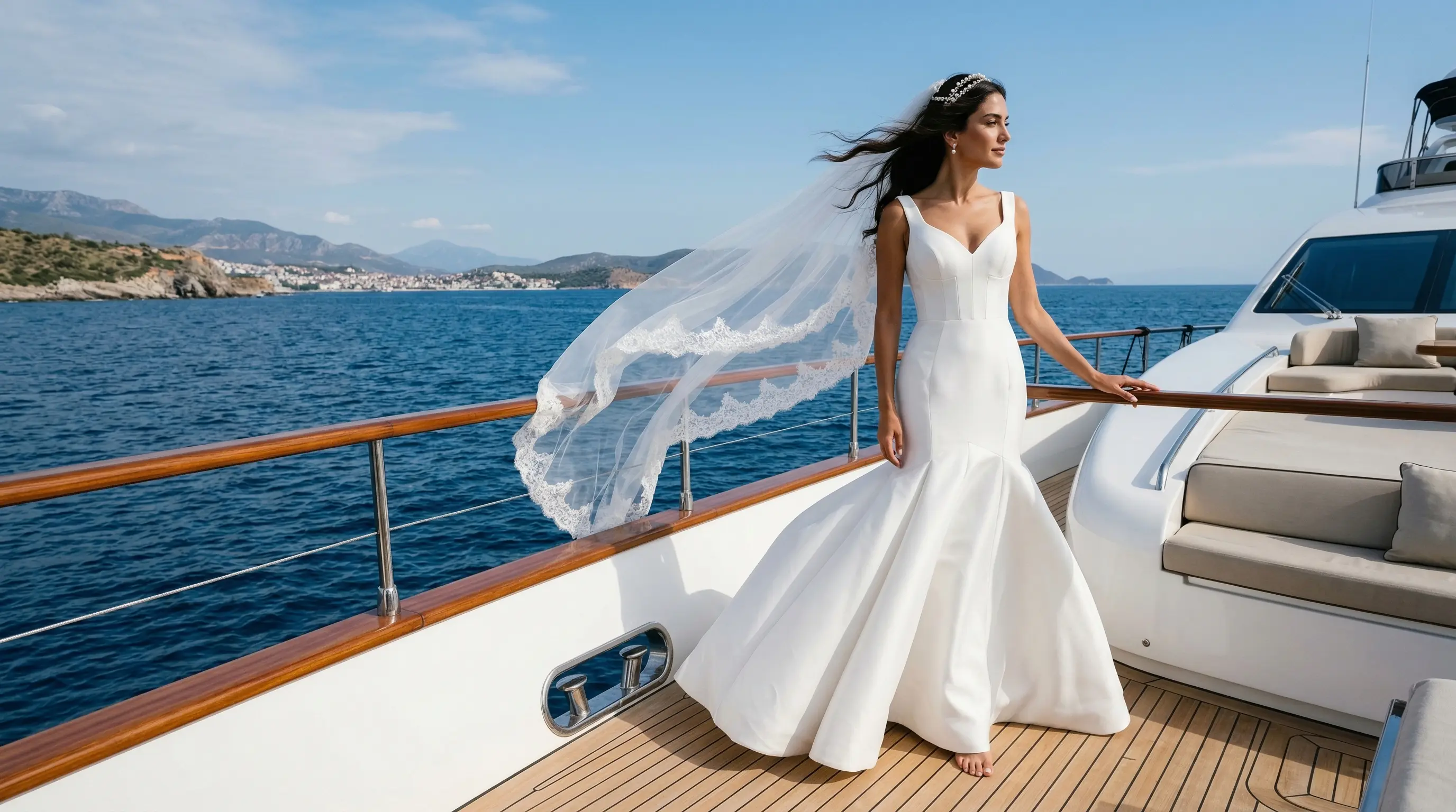 Tekne Düğünleri İçin Rüzgara Meydan Okuyan Gelinlikler