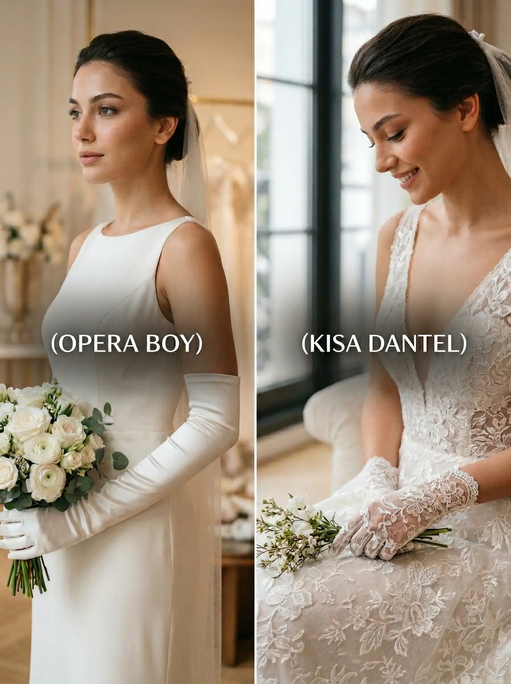 Opera boy ve kısa gelin eldiveni modelleri karşılaştırması