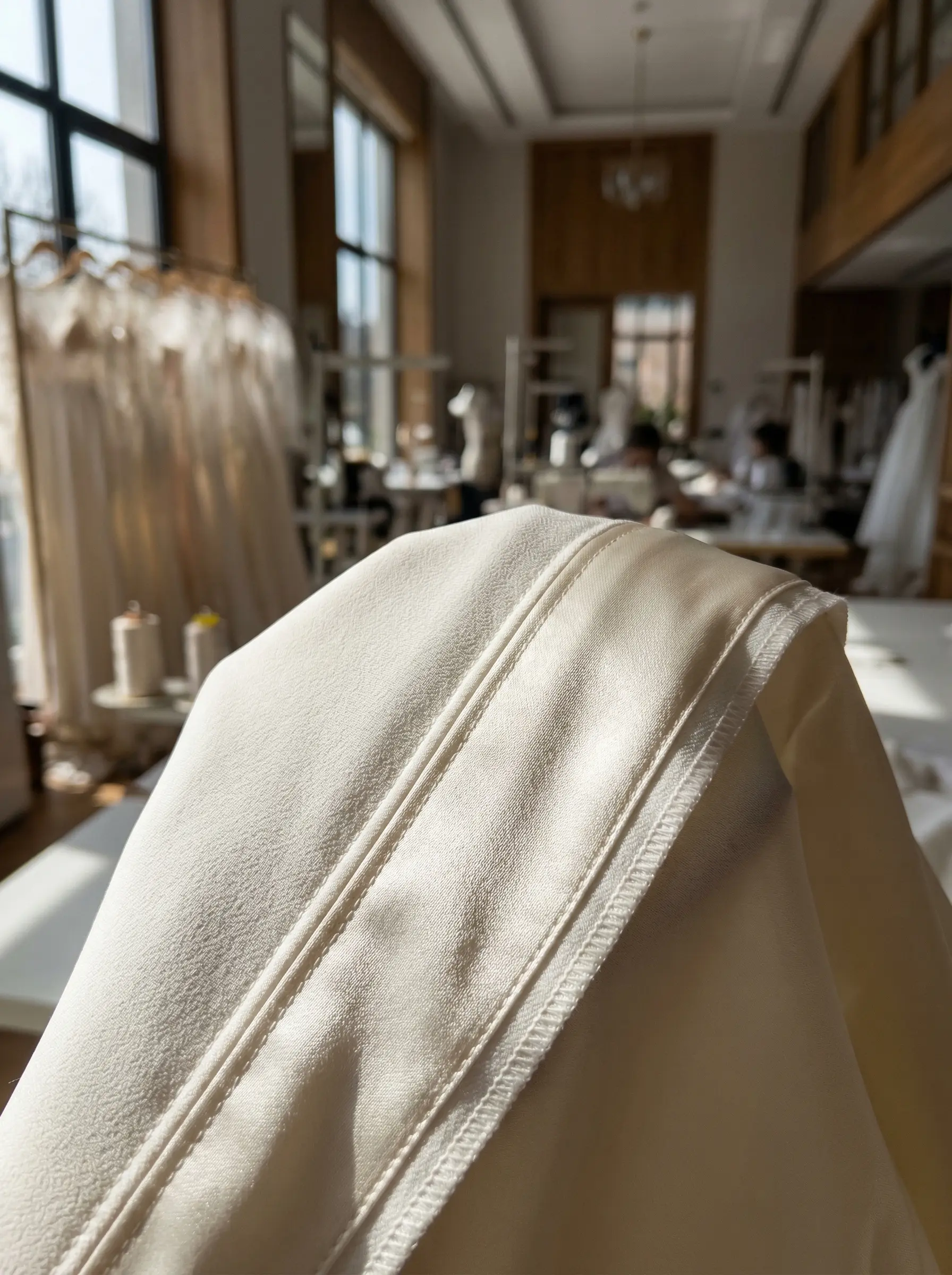 Gelinlik iç astar dikişleri ve kumaş kalitesi detayı