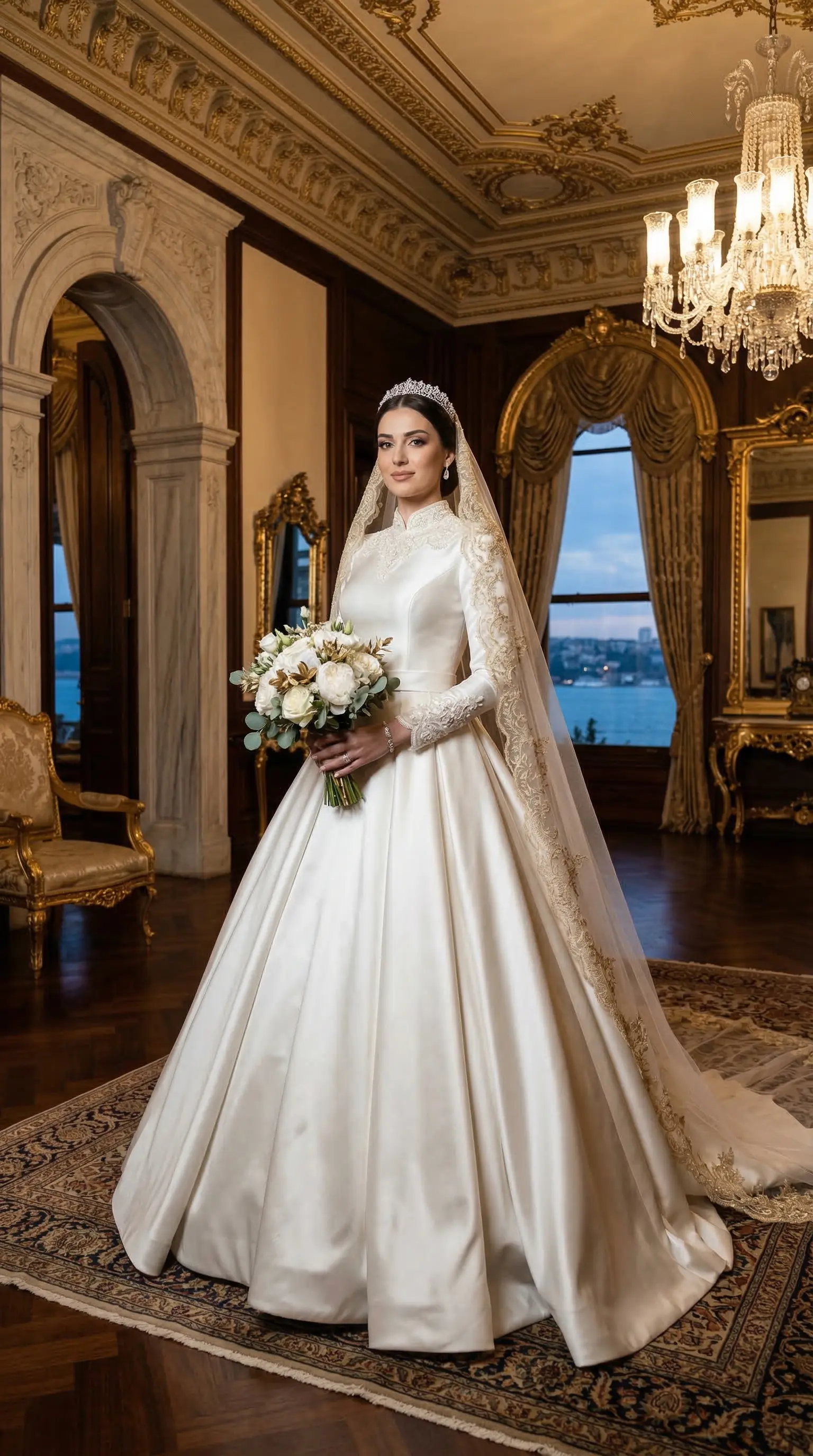 Saten gelinlik saray konsepti