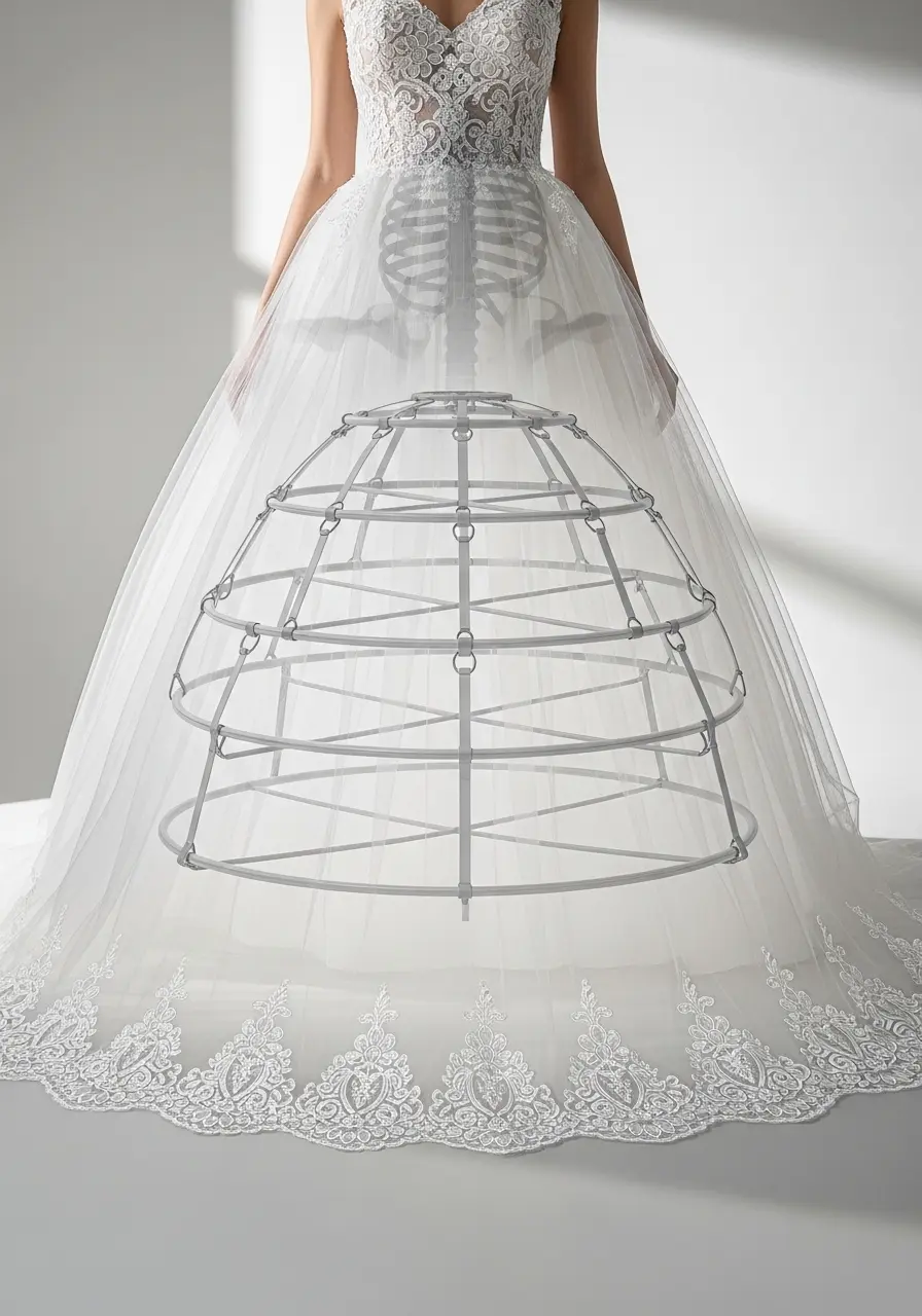 Gelinliğin iç yapısını gösteren tarlatan iskelet şeması